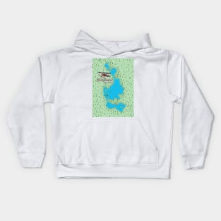 Lake Texcoco Mexico lake map Kids Hoodie